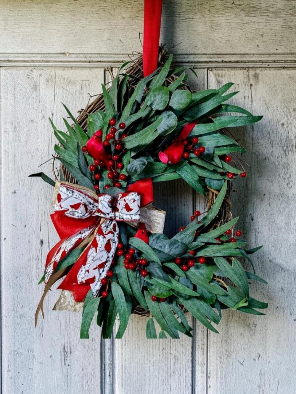 All season cardinal wreath